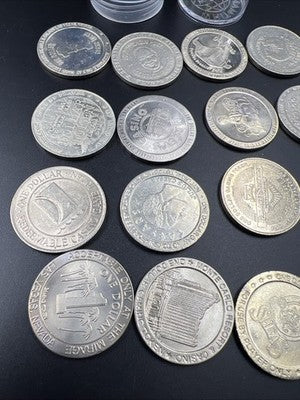 Lot of 20 $1 Casino Dollar Gaming Tokens Metal Circulated Conditions SKU#7529