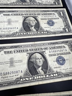 Lot of 10 1957 / 1935 $1 One Dollar Silver Certificate Blue Seal Notes VG + #783