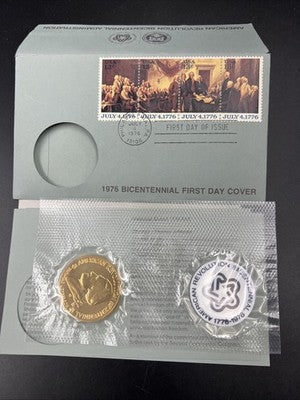 1976 American US Bicentennial Bronze Medal UNC FDOI First Day Cover Pack