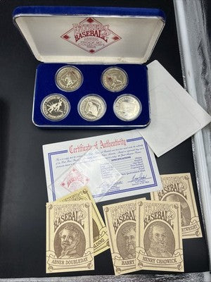 1992 Fathers of Baseball 5 Medal Coin Set in Box