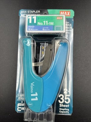 HD-11FLK Max Flat Clinch Stapler for 2x2 Coin Flips Stapler Blue Hand Size New