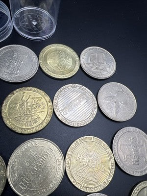 Lot of 20 $1 Casino Dollar Gaming Tokens Metal Circulated Conditions SKU#7523
