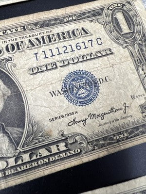 Lot of 10 VERY CIRC 1957 1935 $1 Dollar Silver Certificate Blue Seal Notes #96