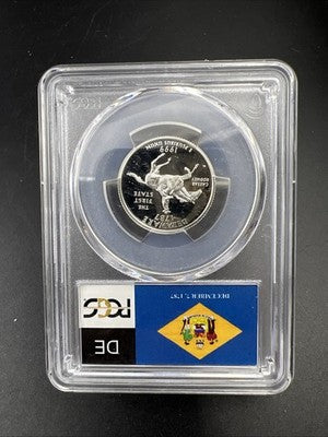 1999 S 25c Delaware State Statehood Silver Quarter Coin PR69 DCAM #700