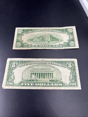FRN Collector's Lot 1950 $5 & 1950 A $10 Federal Reserve Note Bills VG Circ #432