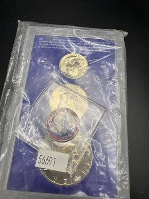 4 Coin Copper Nickel Bicentennial Proof Set 1976 25c 50c $1 & Colorized QTR #A