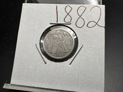 1882 10c Seated Liberty Silver Dime Fine Details Polished Shiny Nice Look