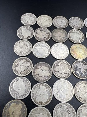 Barber Quarters 90% Silver Coin Quarter Roll $10 Face Value 40 Coins G SKU#1A