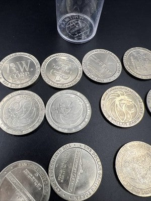 Lot of 20 $1 Casino Dollar Gaming Tokens Metal Circulated Conditions SKU#Mne