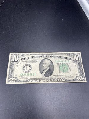 1934 A $10 FRN Ten Dollars Federal Reserve Note Fine Circ #61