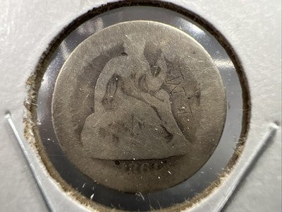 1861 Civil War Era Liberty Seated Dime Coin Fair Details E.M engraved graffiti