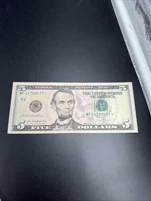 Star * 2013 $5 FRN Federal Reserve Note UNC Uncirculated Neat Serial # 14789477