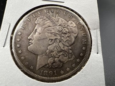 1891 P $1 Morgan Silver Dollar Coin VF Very Fine Circ SK#a