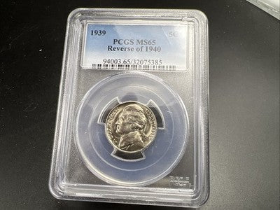 1939 P Reverse of 1940 5c Jefferson Nickel Coin MS65 PCGS Gem BU UNC #385