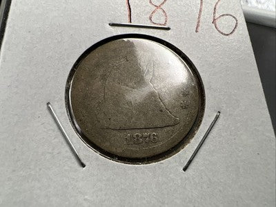1876 25c Seated Liberty Silver Quarter Coin AG About Good Circulated #A