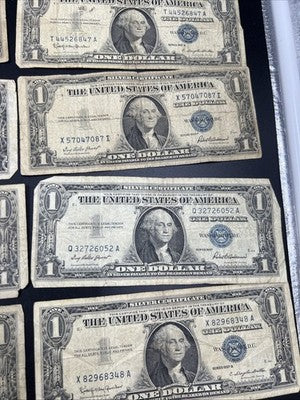 Lot of 16 VERY CIRC 1957 1935 $1 Dollar Silver Certificate Blue Seal Notes #81