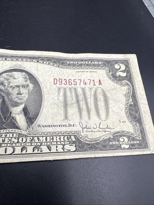 1928 G $2 Two Dollar Legal Tender United States Red Seal Note VF Very Fine #471