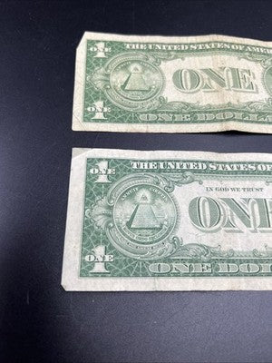 Lot of 2 1935 F H * Star US Silver Certificate One Dollar Bills VG / Fine #14