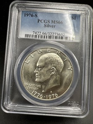 Bicentennial 1976 S $1 Ike Eisenhower 40% Silver Dollar Coin PCGS GEM MS66 #652