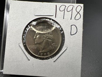 1998 D 25c Washington Quarter Coin Double Struck Major Error CH BU UNC