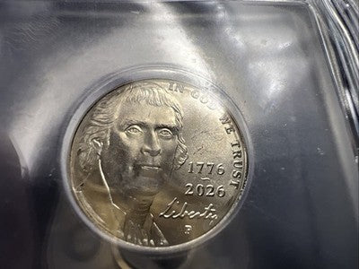 1776 - 2026 P 5c Double Date Jefferson Nickel ICG MS66 FS #62