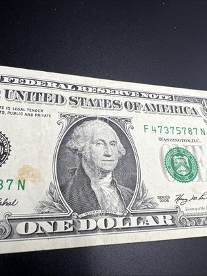 2006 $1 FRN Federal Reserve Note Neat Serial #47375787 Fine Circ