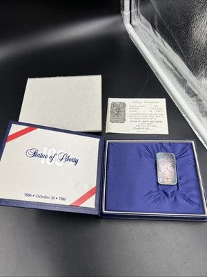 1986 Statue of Liberty Centennial 1 Oz Silver Bar PQ Toning Toner
