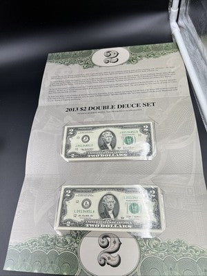 Matching Serial #2 2003 A 2009 $2 FRN Federal Reserve Note 2013 Double deuce set