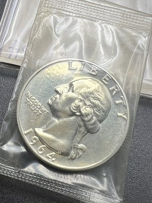 1964 P 25c Washington 90% Silver Quarter Coin Gem Proof Cameo in Mint Cello