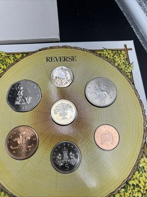 1987 United Kingdom Uncirculated Mint 7 coin Set Used Packaging