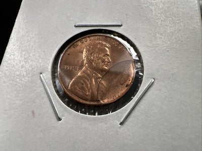 Lincoln Memorial Cent Penny Major Struck Through Obverse Error BU UNC RB #a