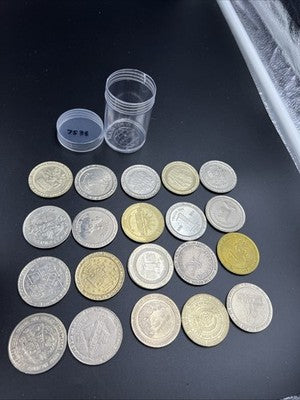 Lot of 20 $1 Casino Dollar Gaming Tokens Metal Circulated Conditions SKU#7538