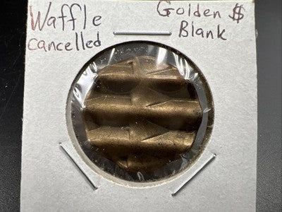 Waffled Cancelled Blank $1 US Small Size Brass Dollar