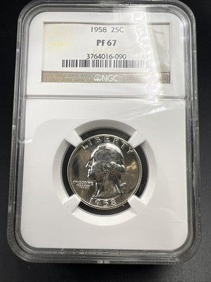 1958 25c Washington Silver Quarter Proof Coin NGC PF67 #090