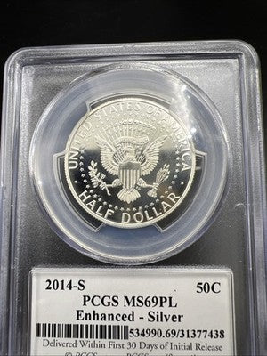 2014 S 50c Kennedy Enhanced Silver Half Dollar Coin PCGS MS69 PL #438