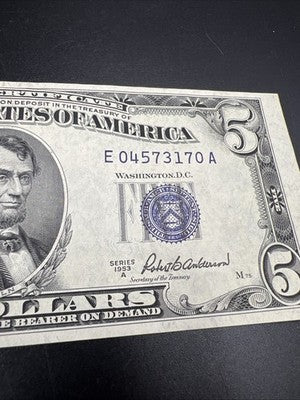 1953 A $5 Five Dollar US Silver Certificate XF EF Extra Fine Circ #170