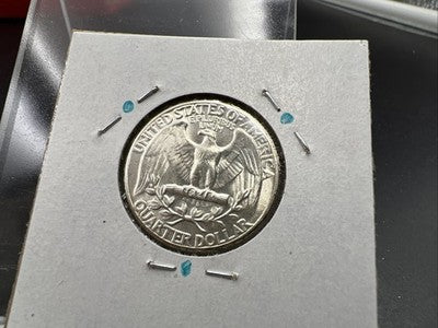 1951 P 25c Washington Silver Quarter BU UNC Die Crack On Forehead