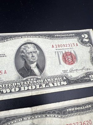 3 Note Lot 1953 $2 Red Seal USN Note Lot Interesting Bills VG / Fine #733