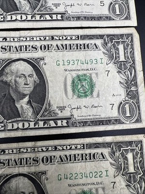 Lot of 4 1963 B $1 Barr Notes Fancy Serial Bills & * Star FRN Notes Circ #707