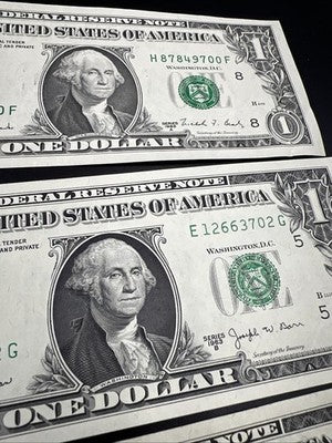 FRN Collector's Lot 3x 1963 B Barr $1 VF & 1976 $2 Bicentennial Two Dollar Bill