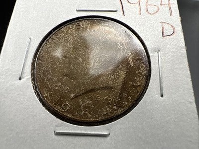 1964 D 50c Kennedy 90% Silver Half Dollar Coin BU NC Neat Toning Obverse SK#3c