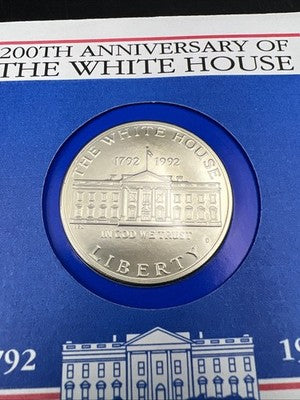 1992 White House Commemorative 90% Silver Dollar Coin in FDOI Stamp Pack