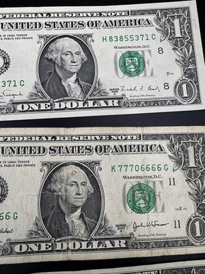 Dollar Bill Collector's Set 2003 Repeater + 1957 1963 1988 2009 * $1 Notes Circ
