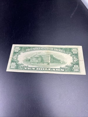 1950 B $10 FRN Federal Reserve Note Fine Details Taped Torn Edges