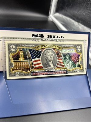Independence Day Colorized Enhanced 2017 A 2 Two Dollar Federal Reserve Note #B