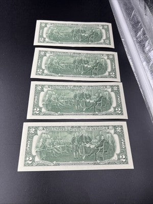 4 Consecutive 2013 $2 FRN Federal Reserve Note Two Dollar Bills Fancy Serial #82