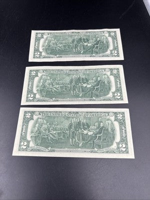 Lot of 3 Bicentennial 1976 $2 - One Naples FL Postal & 2 Same Block FRNS