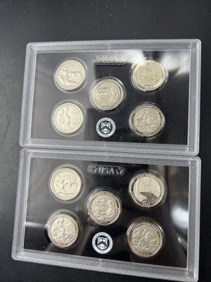 Lot of 2 Panels 2017 S Enhanced UNC ATB American The Beautiful Quarters 10 Coins