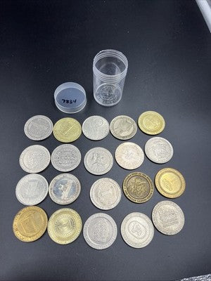 Lot of 20 $1 Casino Dollar Gaming Tokens Metal Circulated Conditions SKU#7534