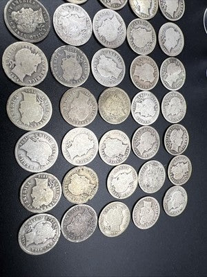 50 Coin Barber 90% Silver Dime Roll AG About Good Circ Conditions SK#g
